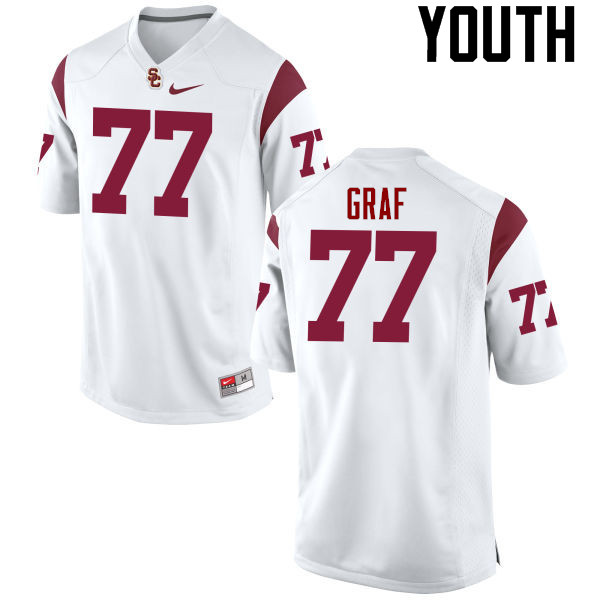 Youth #77 Kevin Graf USC Trojans College Football Jerseys-White - Click Image to Close